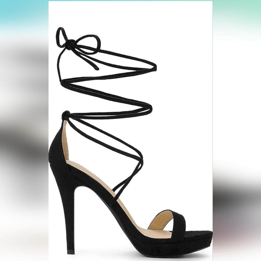 Black lace up heels